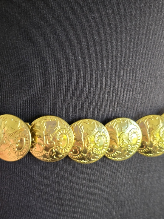 Vintage 90s Stretchy Gold Coin Link Waist Belt Boho Chic Summer Festival Vibes main image 12